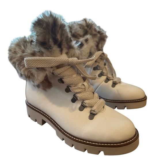 White Mountain Women's Glamorous Ankle White Boot with Cheetah Fur Size 9M US - Picture 3 of 11